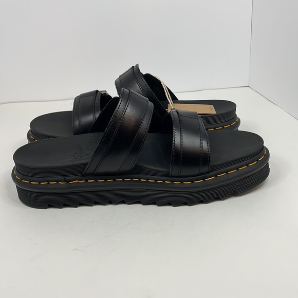 New Men’s Black Dr. Martens Myles Brando Leather Buckle Slide Sandals Size 12 - Picture 7 of 12